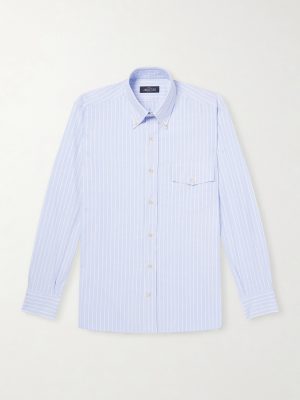 Striped Button-Down Collar Cotton Oxford Shirt