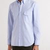 Striped Button-Down Collar Cotton Oxford Shirt - OU