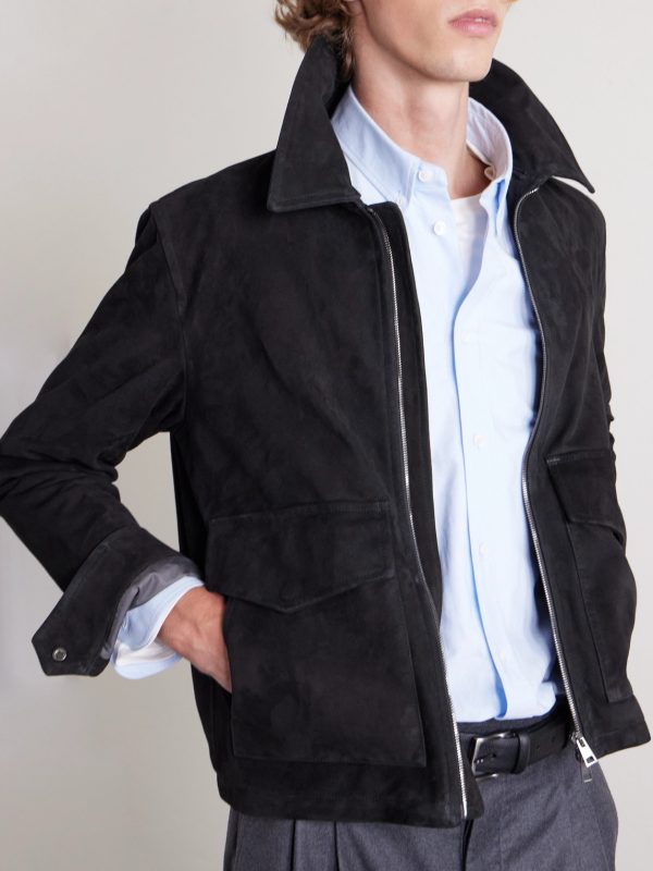 Shearling-Trimmed Suede Bomber Jacket - CU Shearling-Trimmed Suede Bomber Jacket - CU