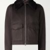 Plush-Trimmed Cashmere Bomber Jacket