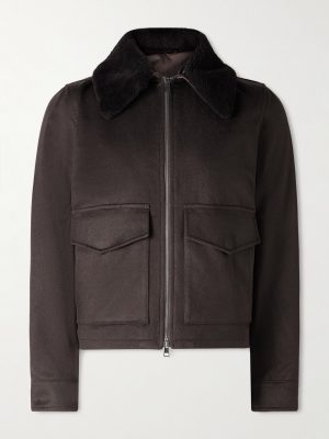 Plush-Trimmed Cashmere Bomber Jacket