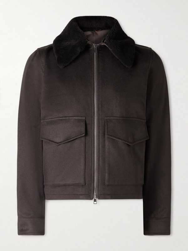 Plush-Trimmed Cashmere Bomber Jacket