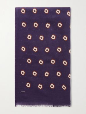 Printed Frayed Modal and Cashmere-Blend Scarf Printed Frayed Modal and Cashmere-Blend Scarf