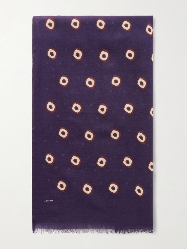 Printed Frayed Modal and Cashmere-Blend Scarf Printed Frayed Modal and Cashmere-Blend Scarf