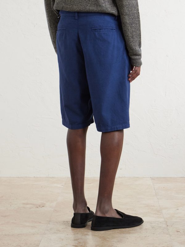 Cliff Straight-Leg Pleated Cotton Bermuda Shorts - BK