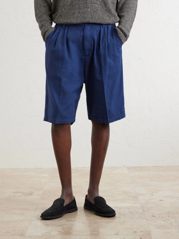 Cliff Straight-Leg Pleated Cotton Bermuda Shorts - FR