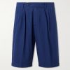 Cliff Straight-Leg Pleated Cotton Bermuda Shorts