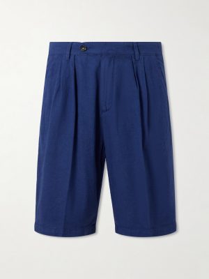 Cliff Straight-Leg Pleated Cotton Bermuda Shorts