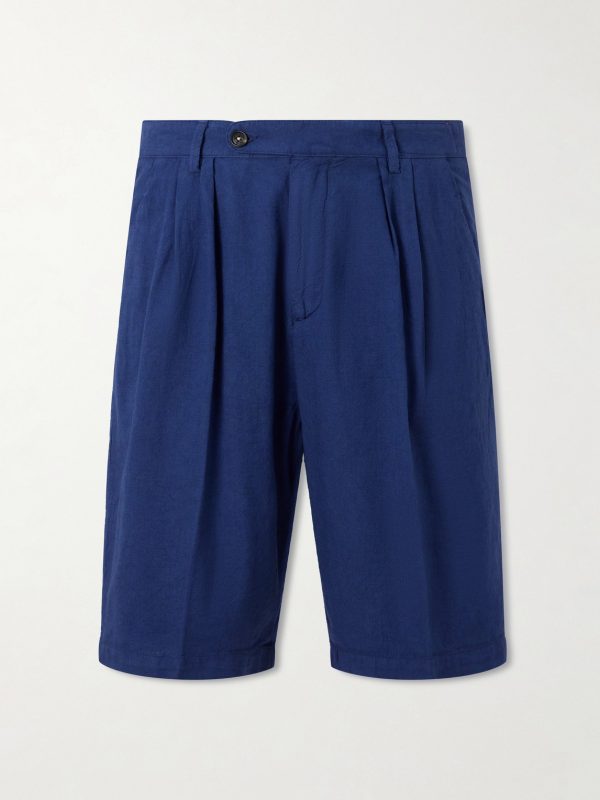 Cliff Straight-Leg Pleated Cotton Bermuda Shorts