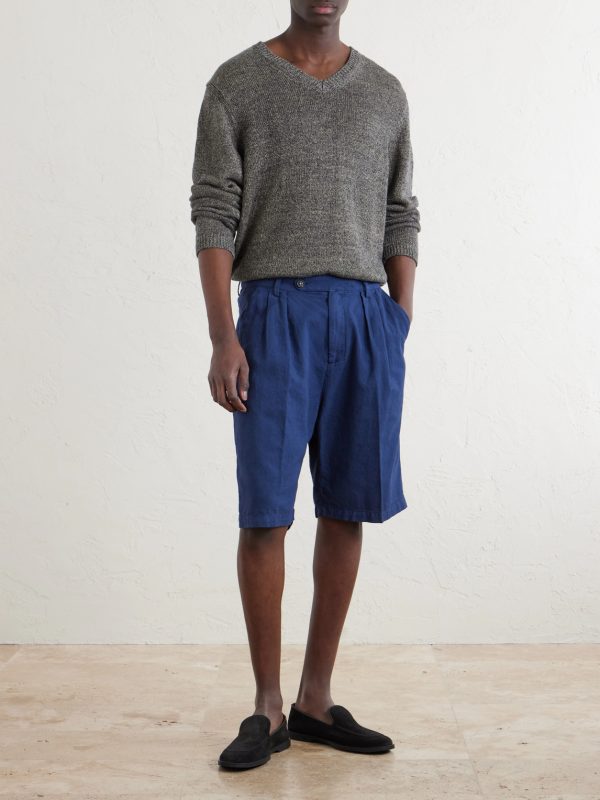 Cliff Straight-Leg Pleated Cotton Bermuda Shorts - OU