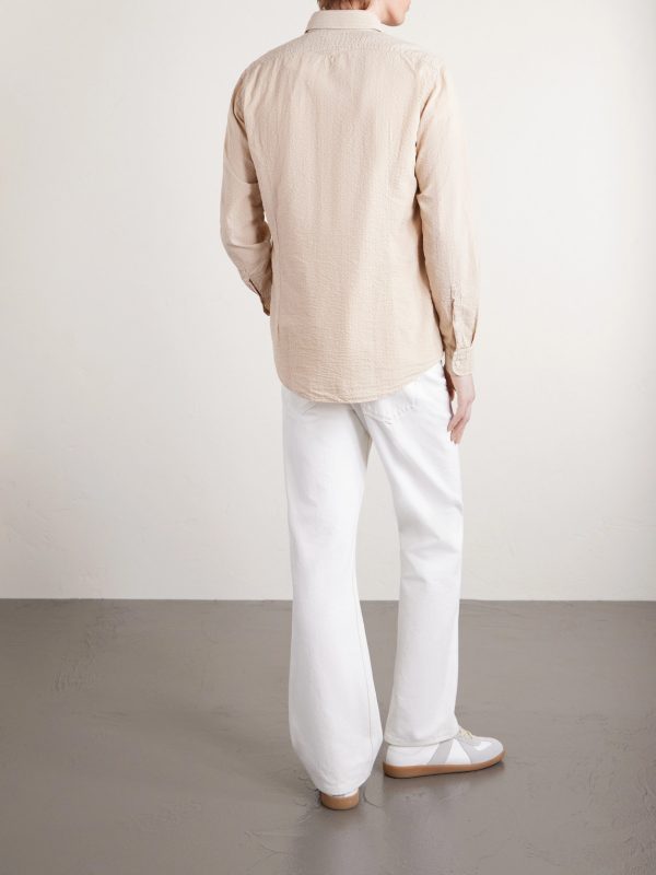 Genova Striped Cotton-Seersucker Shirt - BK Genova Striped Cotton-Seersucker Shirt - BK