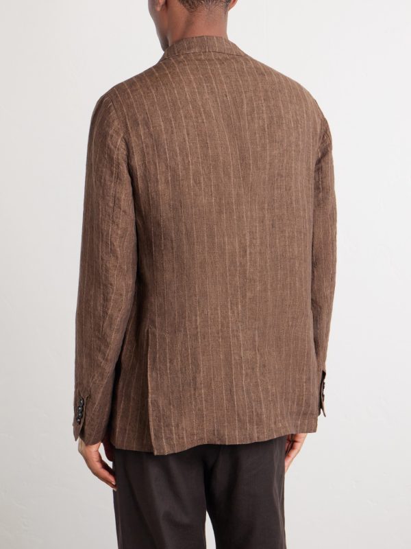 Pinstriped Linen Blazer - BK Pinstriped Linen Blazer - BK