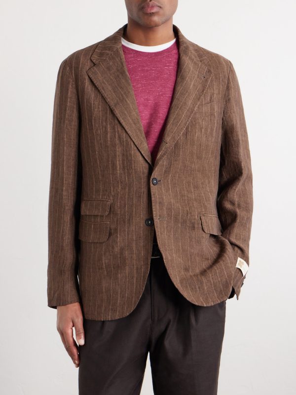 Pinstriped Linen Blazer - FR Pinstriped Linen Blazer - FR