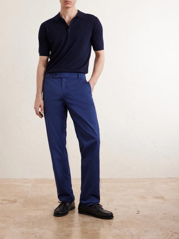 Straight-Leg Cotton-Blend Trousers - OU Straight-Leg Cotton-Blend Trousers - OU