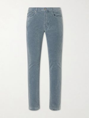 Alunga Straight-Leg Cotton-Velvet Five Pockets Trousers