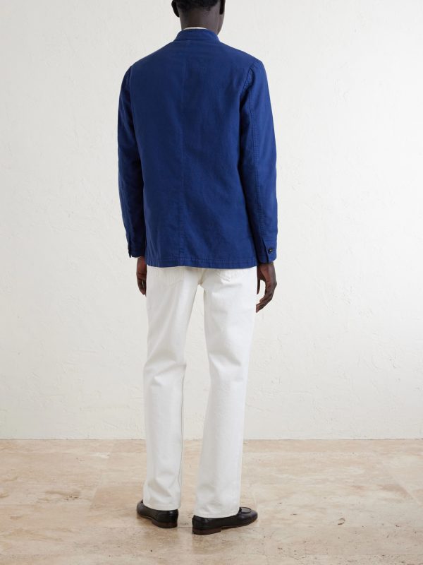 Bali Unstructured Nehru-Collar Cotton-Gauze Jacket - BK Bali Unstructured Nehru-Collar Cotton-Gauze Jacket - BK