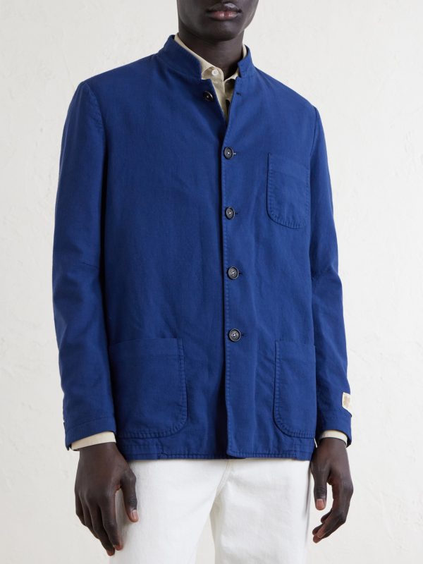 Bali Unstructured Nehru-Collar Cotton-Gauze Jacket - FR Bali Unstructured Nehru-Collar Cotton-Gauze Jacket - FR