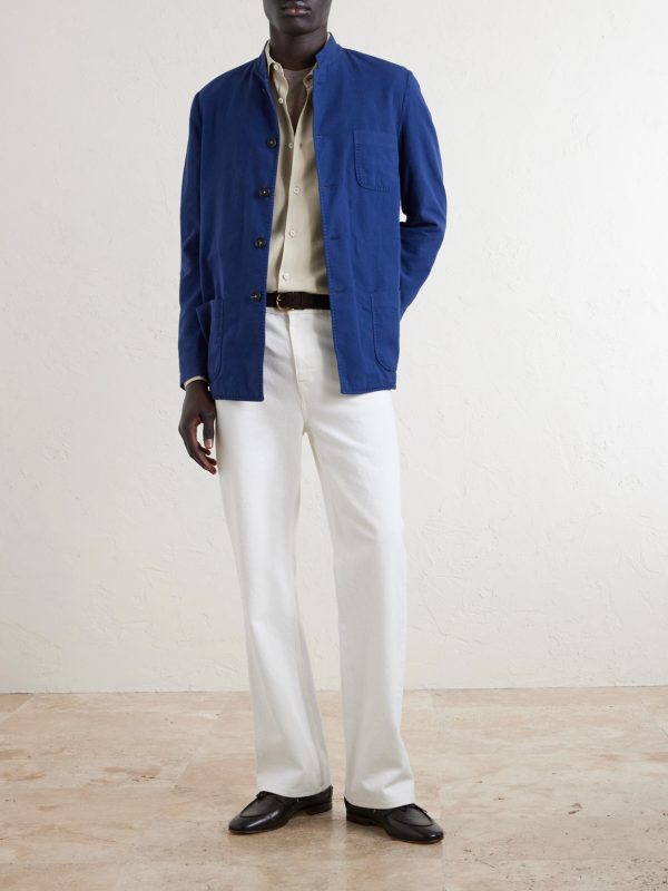 Bali Unstructured Nehru-Collar Cotton-Gauze Jacket - OU Bali Unstructured Nehru-Collar Cotton-Gauze Jacket - OU