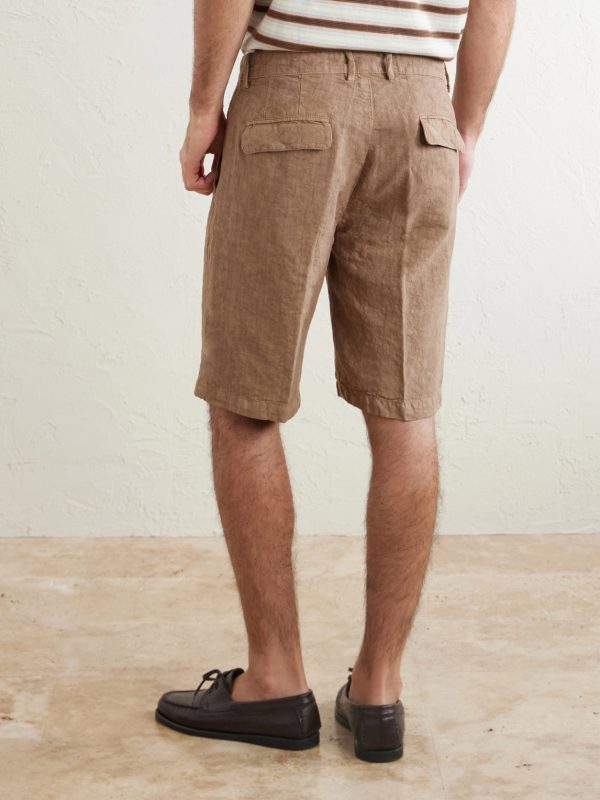 Alaccia Straight-Leg Pleated Linen Shorts - BK Alaccia Straight-Leg Pleated Linen Shorts - BK