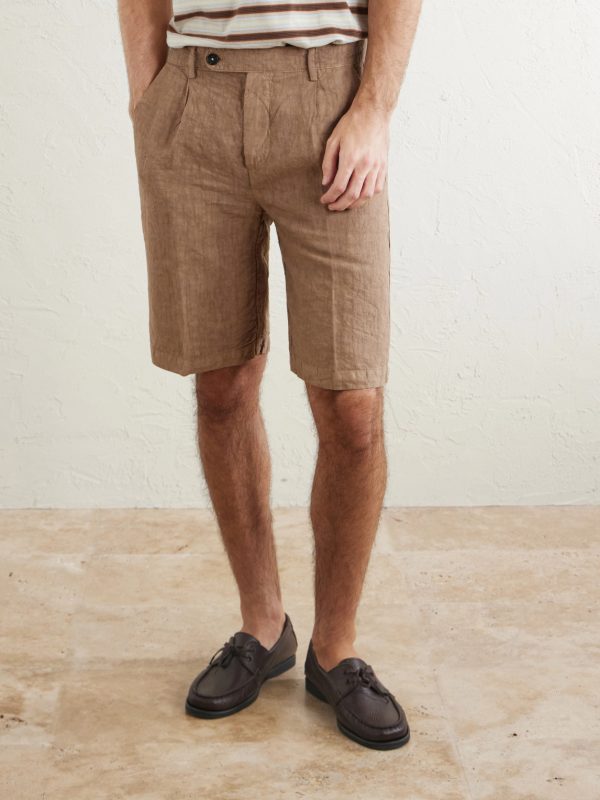 Alaccia Straight-Leg Pleated Linen Shorts - FR Alaccia Straight-Leg Pleated Linen Shorts - FR