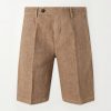 Alaccia Straight-Leg Pleated Linen Shorts Alaccia Straight-Leg Pleated Linen Shorts