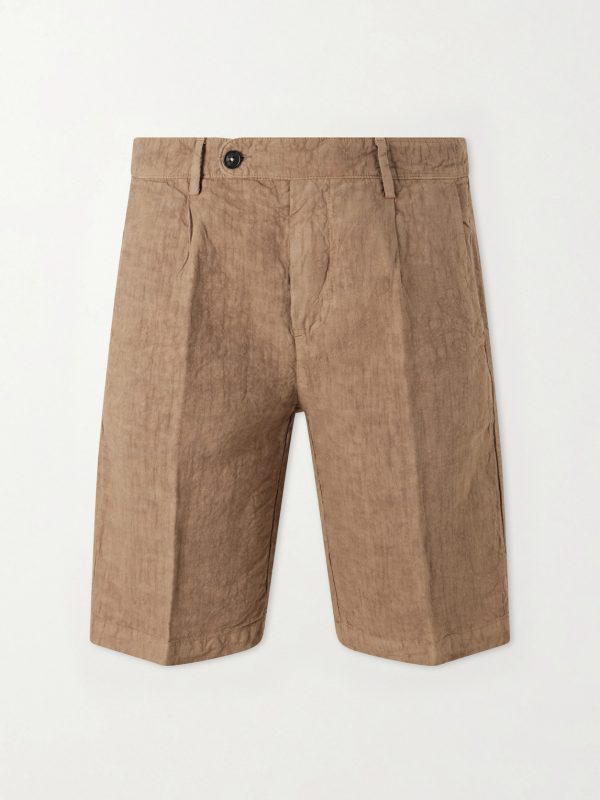 Alaccia Straight-Leg Pleated Linen Shorts Alaccia Straight-Leg Pleated Linen Shorts