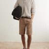 Alaccia Straight-Leg Pleated Linen Shorts - OU Alaccia Straight-Leg Pleated Linen Shorts - OU