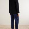 Stan Tapered Pleated Herringbone Cotton Trousers - BK Stan Tapered Pleated Herringbone Cotton Trousers - BK