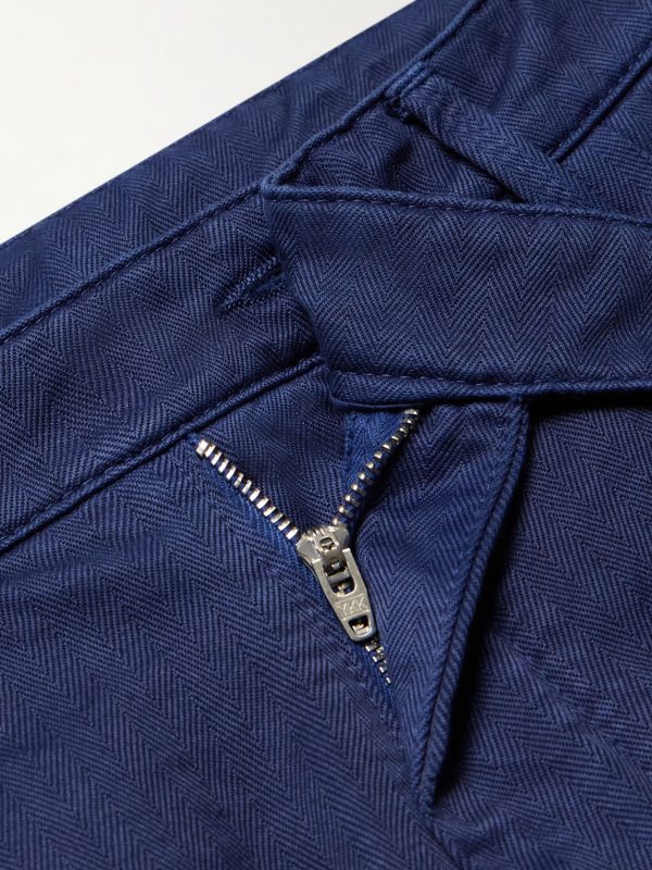 Stan Tapered Pleated Herringbone Cotton Trousers - CU Stan Tapered Pleated Herringbone Cotton Trousers - CU