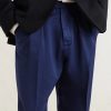 Stan Tapered Pleated Herringbone Cotton Trousers - E2 Stan Tapered Pleated Herringbone Cotton Trousers - E2