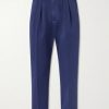 Stan Tapered Pleated Herringbone Cotton Trousers Stan Tapered Pleated Herringbone Cotton Trousers