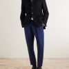 Stan Tapered Pleated Herringbone Cotton Trousers - OU Stan Tapered Pleated Herringbone Cotton Trousers - OU