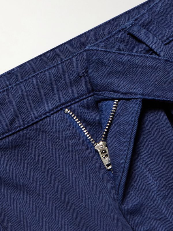Cliff Straight-Leg Pleated Herringbone Cotton Bermuda Shorts - CU