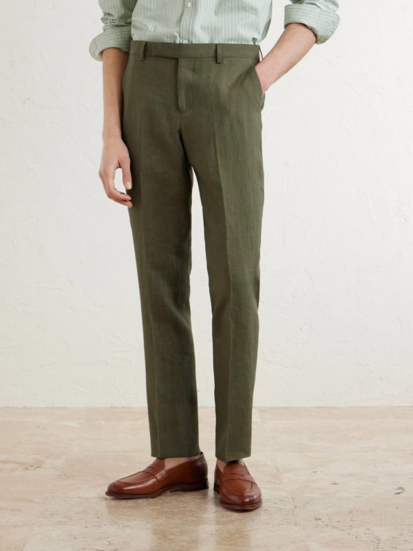 Slim-Fit Tapered Linen Suit Trousers - FR