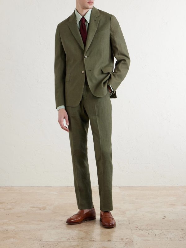 Slim-Fit Tapered Linen Suit Trousers - OU