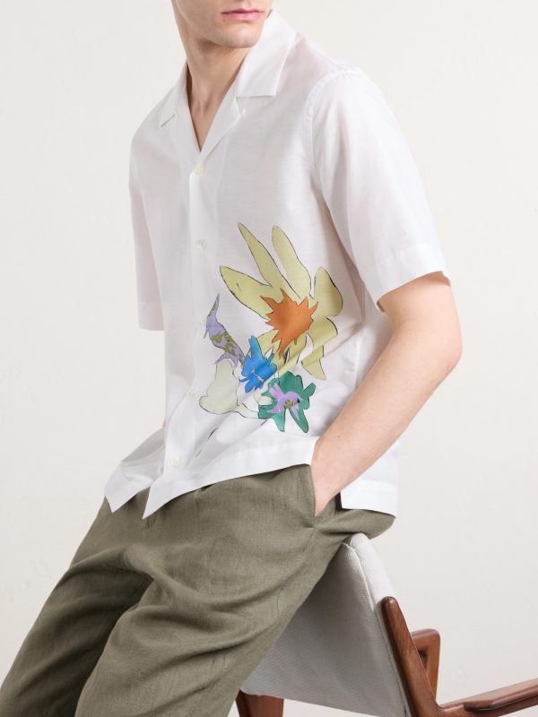 Camp-Collar Printed Cotton, Lyocell and Linen-Blend Shirt - CU