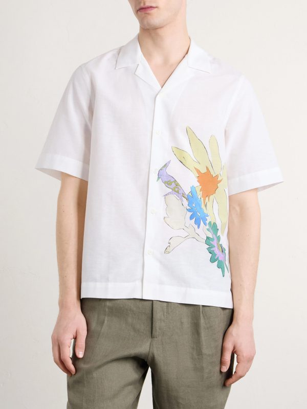 Camp-Collar Printed Cotton, Lyocell and Linen-Blend Shirt - FR