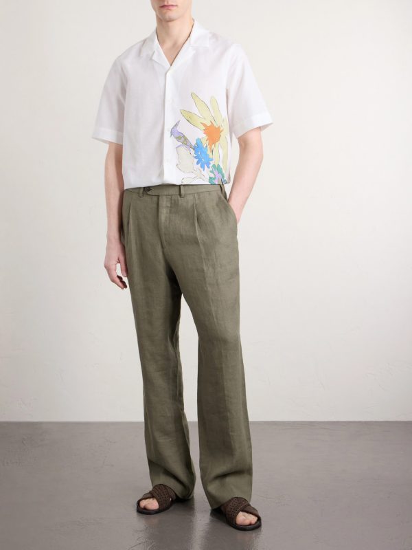 Camp-Collar Printed Cotton, Lyocell and Linen-Blend Shirt - OU