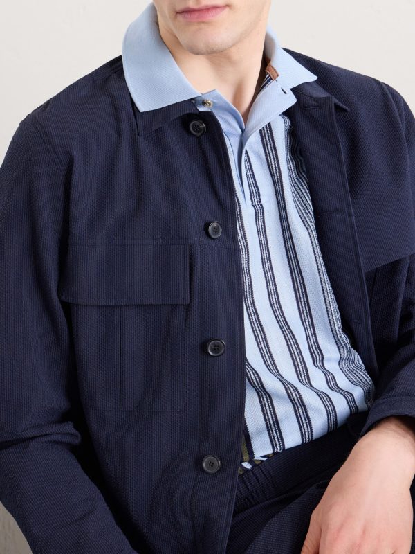 Striped Knitted Cotton Polo Shirt - CU