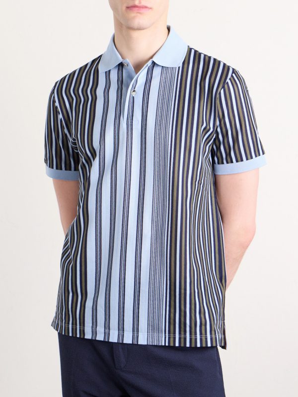 Striped Knitted Cotton Polo Shirt - FR