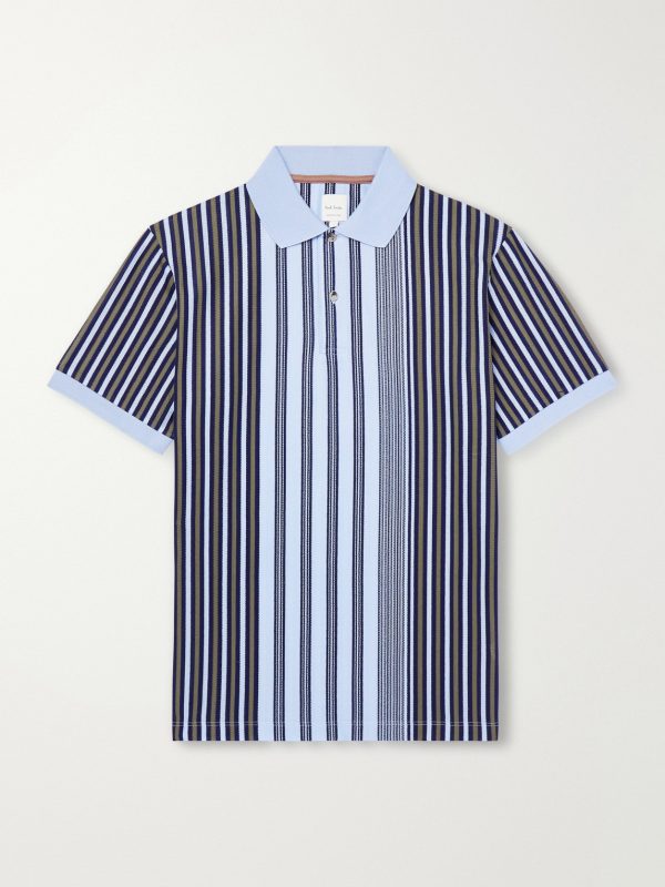 Striped Knitted Cotton Polo Shirt