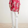 Camp-Collar Printed Satin Shirt - BK