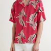 Camp-Collar Printed Satin Shirt - FR