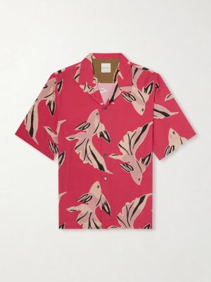 Camp-Collar Printed Satin Shirt Camp-Collar Printed Satin Shirt