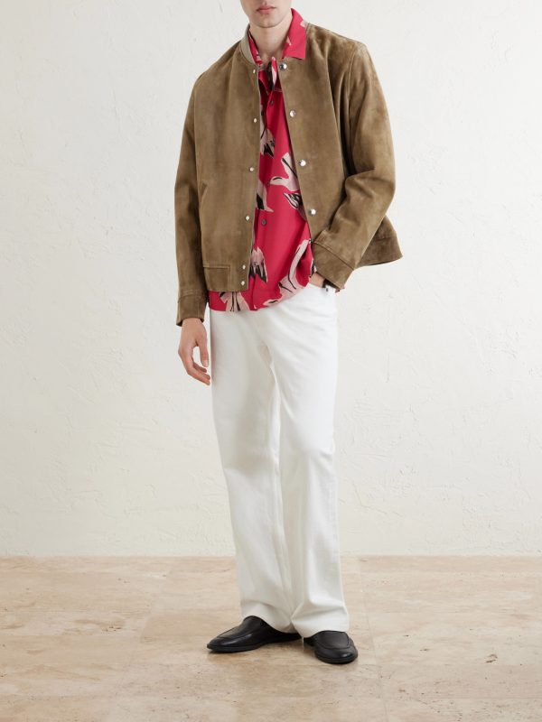 Camp-Collar Printed Satin Shirt - OU
