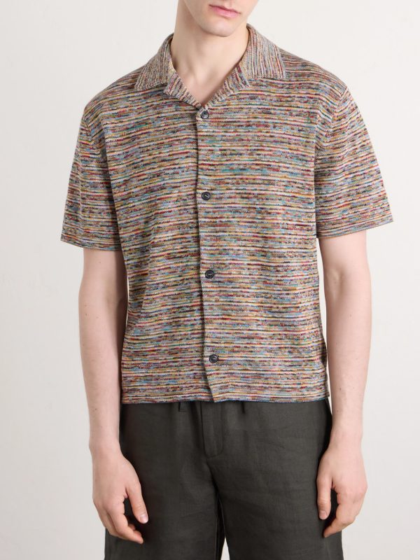 Camp-Collar Knitted Cotton Shirt - FR