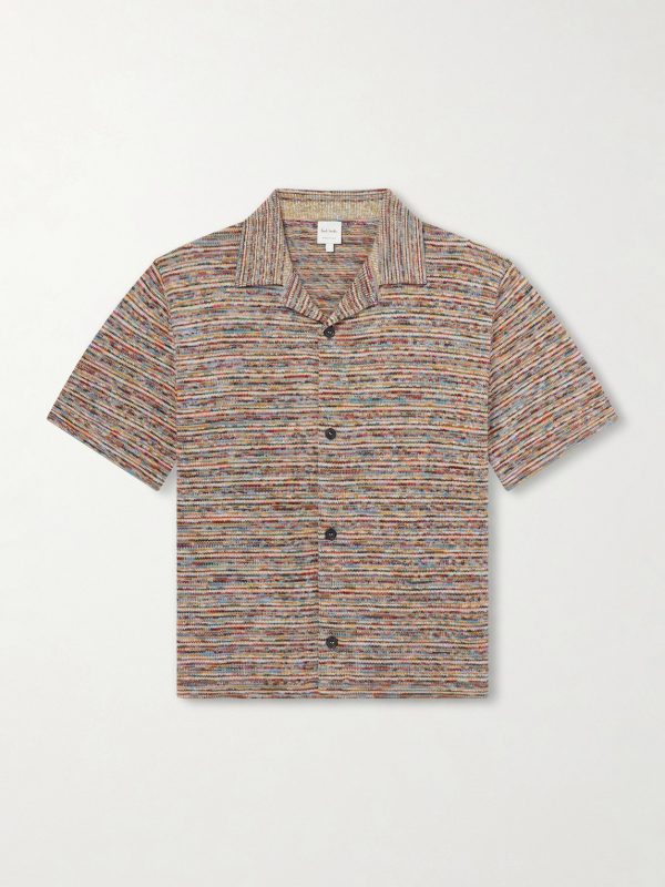 Camp-Collar Knitted Cotton Shirt