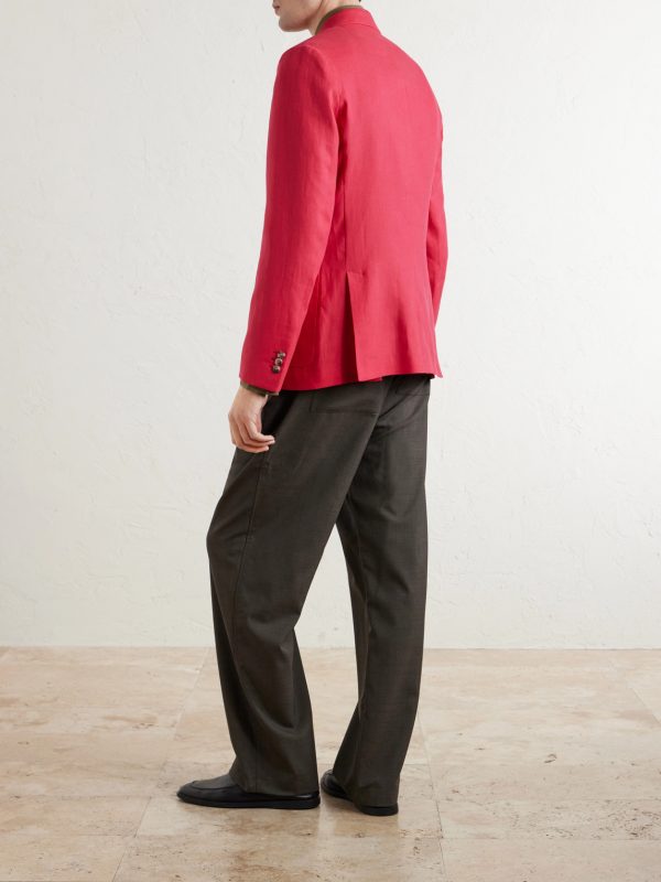 Double-Breasted Linen Blazer - BK