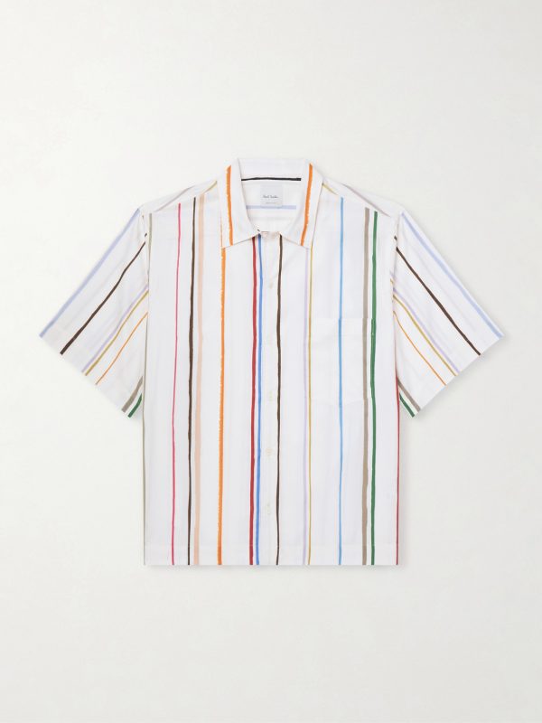 Striped Cotton and Lyocell-Blend Twill Shirt Striped Cotton and Lyocell-Blend Twill Shirt