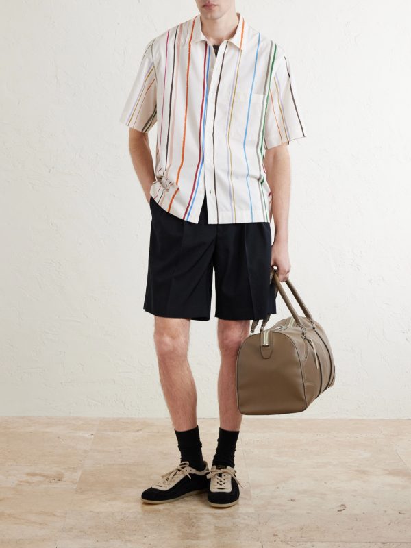 Striped Cotton and Lyocell-Blend Twill Shirt - OU Striped Cotton and Lyocell-Blend Twill Shirt - OU